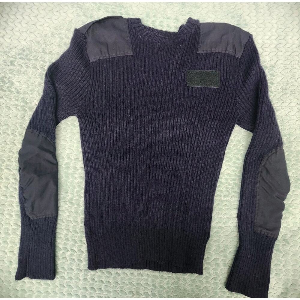 Brigade Quartermasters Sweater Action Gear Woolly Pully Navy Elbow Patches XL